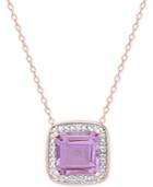 Amethyst (1-5/8 Ct. T.w.) And Diamond Accent Pendant Necklace In 18k Rose Gold-plated Sterling Silver