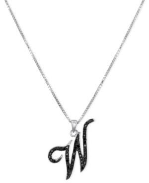 Sterling Silver Necklace, Black Diamond W Initial Pendant (1/4 Ct. T.w.)