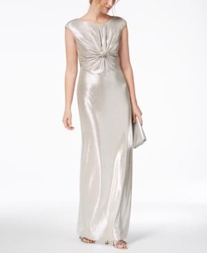 Vince Camuto Metallic Twist-front Gown