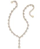 Charter Club Gold-tone Crystal & Imitation Pearl Flower Lariat Necklace, 17 + 2 Extender, Created For Macy's