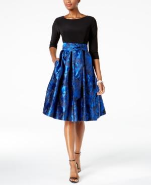 Jessica Howard Tie-waist Jacquard Fit & Flare Dress