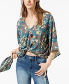 Polly & Esther Juniors' Printed Tie-front Dolman-sleeved Top