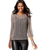 Inc International Concepts Petite Marled Illusion Sweater, Only At Macy's