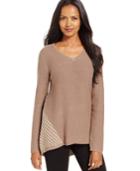 Style & Co. Contrast-knit V-neck Sweater, Only At Macy's