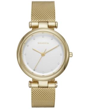 Skagen Women's Tanja Gold-tone Stainless Steel Mesh Bracelet Watch 30mm Skw2486