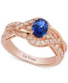 Le Vian Sapphire (7/8 Ct. T.w.) And Diamond (3/8 Ct. T.w.) Twisted Shank Ring In 14k Rose Gold