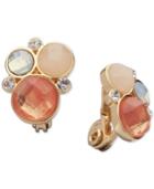Anne Klein Gold-tone Multi-stone Clip-on Stud Earrings