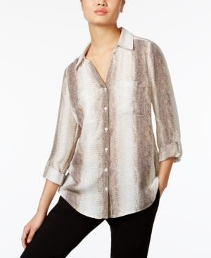 Ny Collection Collared Utility Blouse