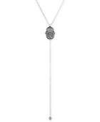 Lucky Brand Silver-tone Hamsa And Crystal Fireball Lariat Necklace