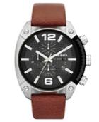Diesel Watch, Men's Chronograph Brown Leather Strap 49mm Dz4296
