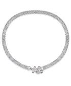 Diamond Horseshoe Clasp Mesh Necklace (1/3 Ct. T.w.) In Sterling Silver