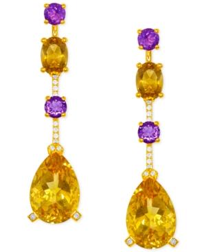 Lali Jewels Citrine (8 Ct. T.w.) And Amethyst (1 Ct. T.w.) Drop Earrings In 14k Rose Gold