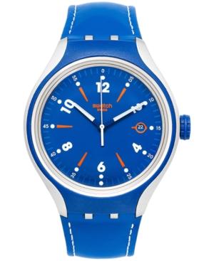 Swatch Unisex Swiss Go Run Blue Rubberized Leather Strap Watch 41mm Yes4000