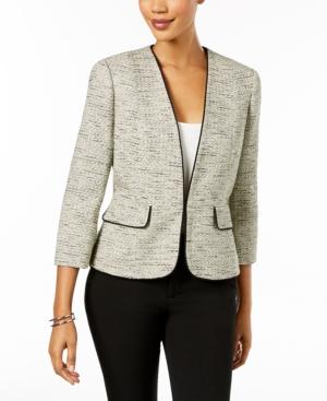 Kasper Contrast-trim Tweed Blazer, Regular & Petite