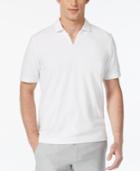 Tasso Elba Men's Solid French Terry Open-collar Polo, Only At Macy's