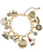 Charter Club Gold-tone Crystal, Stone & Epoxy Holy Christmas Story Charm Bracelet, Created For Macy's