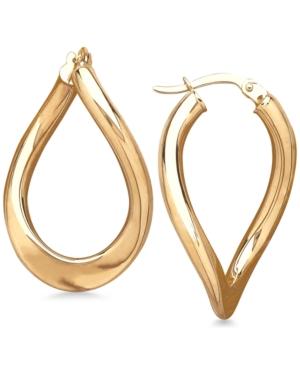 Polished Curved Oval Hoop Earrings In 14k Gold