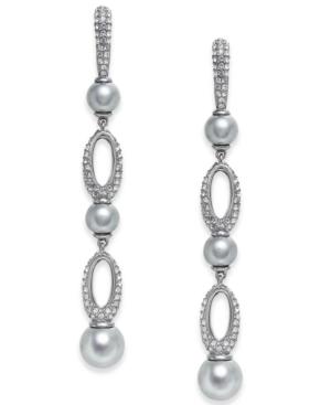 Danori Hematite-tone Imitation Pearl & Pave Drop Earrings, Created For Macy's