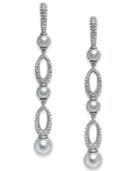 Danori Hematite-tone Imitation Pearl & Pave Drop Earrings, Created For Macy's