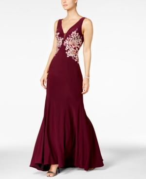 Xscape Embellished V-neck Mermaid Gown