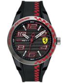 Ferrari Men's Red Rev T Black Silicone Strap Watch 44mm 0830336