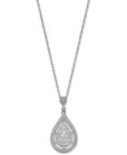 Diamond Accent Teardrop Pendant Necklace In Sterling Silver