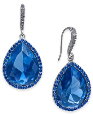 I.n.c. Hematite-tone Blue Crystal Pear Drop Earrings, Created For Macy's