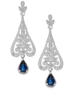 Sapphire (1-1/10 Ct. T.w.) And Diamond (1/8 Ct. T.w.) Drop Earrings In Sterling Silver