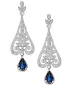 Sapphire (1-1/10 Ct. T.w.) And Diamond (1/8 Ct. T.w.) Drop Earrings In Sterling Silver