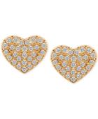 T Tahari Gold-tone Pave Heart Stud Earrings