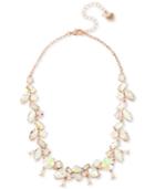Betsey Johnson Rose Gold-tone Crystal & Imitation Pearl Collar Necklace, 16 + 3 Extender