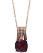 Bordeaux By Effy Garnet (3-1/2 Ct. T.w.) And Diamond (1/10 Ct. T.w.) 18 Pendant Necklace In 14k Rose Gold