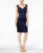 Connected Petite Lace-inset Notched Sheath Dress