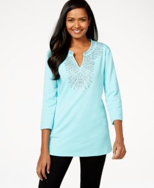 Jm Collection Embellished Split-neck Tunic, Only At Macy's