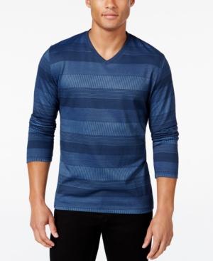 Alfani Men's Big And Tall Striped Long-sleeve T-shirt, Regular Fit