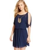 Bcx Juniors' Cold-shoulder Necklace Dress