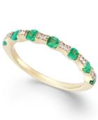 Emerald (1/3 Ct. T.w.) And Diamond Accent Band In 14k Gold