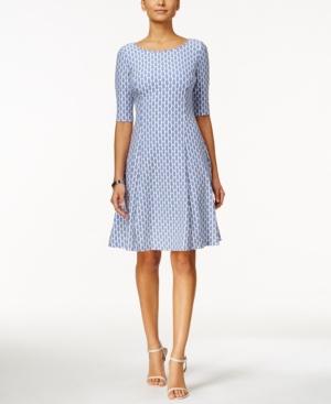 Jessica Howard Printed Elbow-sleeve Fit & Flare Dress