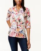 Ny Collection Petite Floral-print Utility Shirt, Only At Macy's