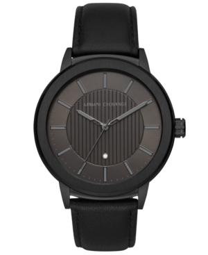 Ax Armani Exchange Men's Maddox Black Leather Strap Watch 46mm