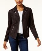 Style & Co Faux-suede Moto Jacket, Created For Macy's