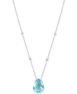 Blue Topaz (11 Ct. T.w.) And Diamond Accent Pendant Necklace In 14k White Gold