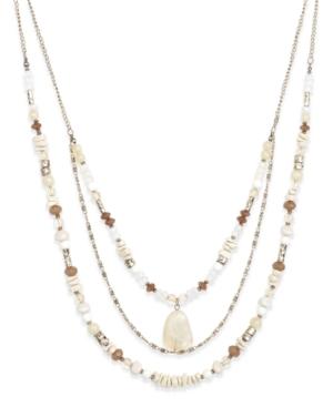 Inc International Concepts Gold-tone Beaded Triple Row Long Necklace, Only At Macy's