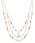 Inc International Concepts Gold-tone Beaded Triple Row Long Necklace, Only At Macy's