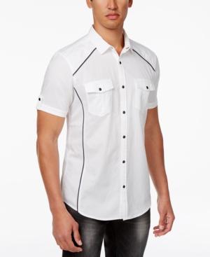 Inc International Concepts Men's Contrast Trim Cotton Shirt, Created For Macy's