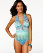 Bleu By Rod Beattie Tribal-print Halter One-piece Swimsuit Women's Swimsuit