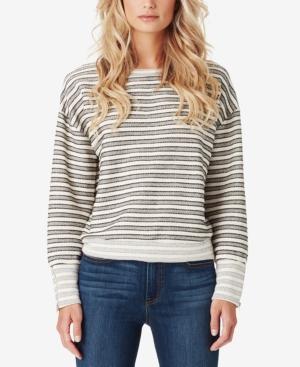 Jessica Simpson Juniors' Geena Striped Bubble-sleeve Top