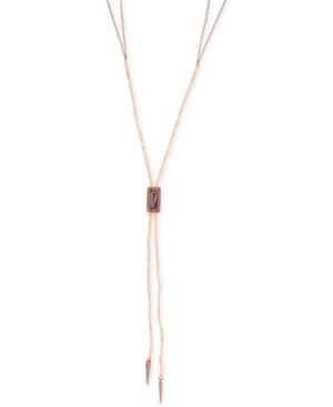 Lonna & Lilly Rose Gold-tone Beaded Stone Lariat Necklace