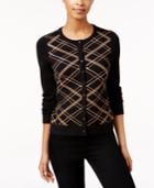 Charter Club Petite Sequined Plaid Cardigan, Only At Macy's