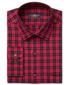 Club Room Men's Estate Classic-fit Wrinkle Resistant Red Brodie Tartan Dress Shirt, Only At Macy's